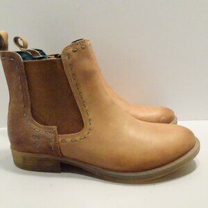 ROAN BY BED STU Hostile Chelsea Boots Women Sz 9.5 Brown Leather Zip Side Boho